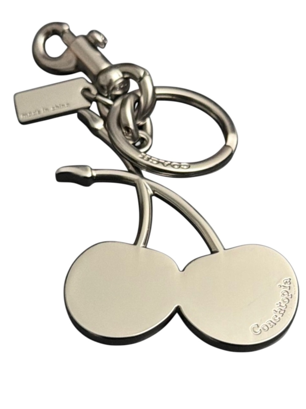 Authentic Coach Black Cherry Enamel Charm Keyring with Silver Hardware - Picture 2 of 5